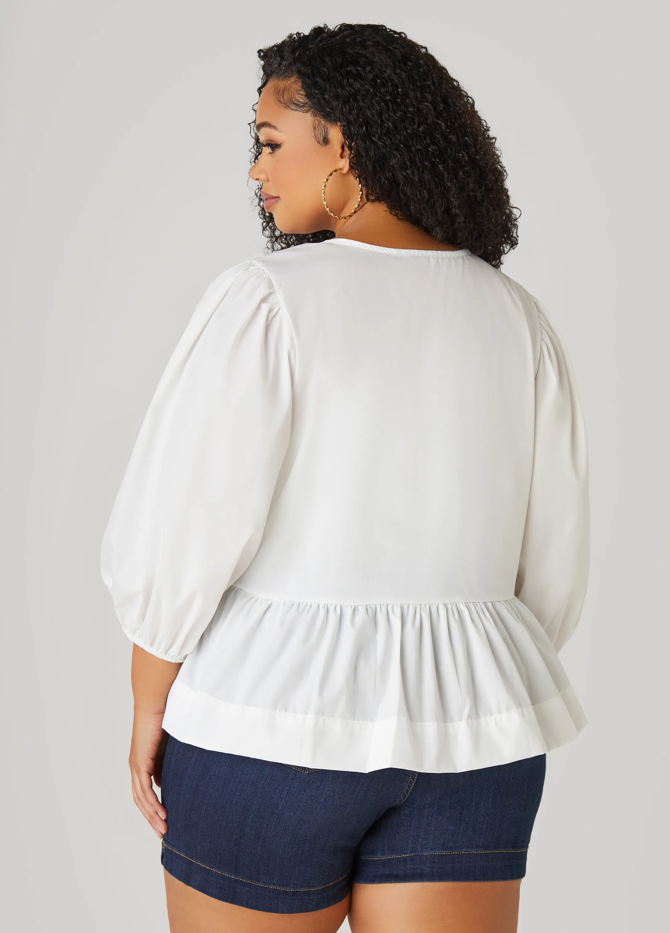 Tie Front Peplum Top