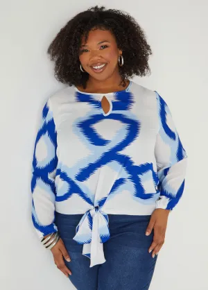 Tie Front Printed Blouse