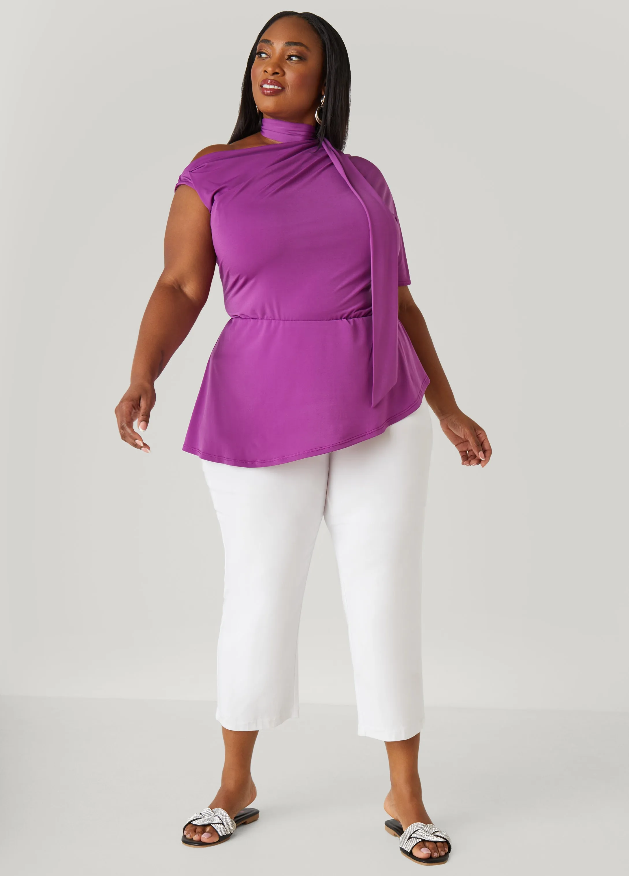 Tie Neck Peplum Top