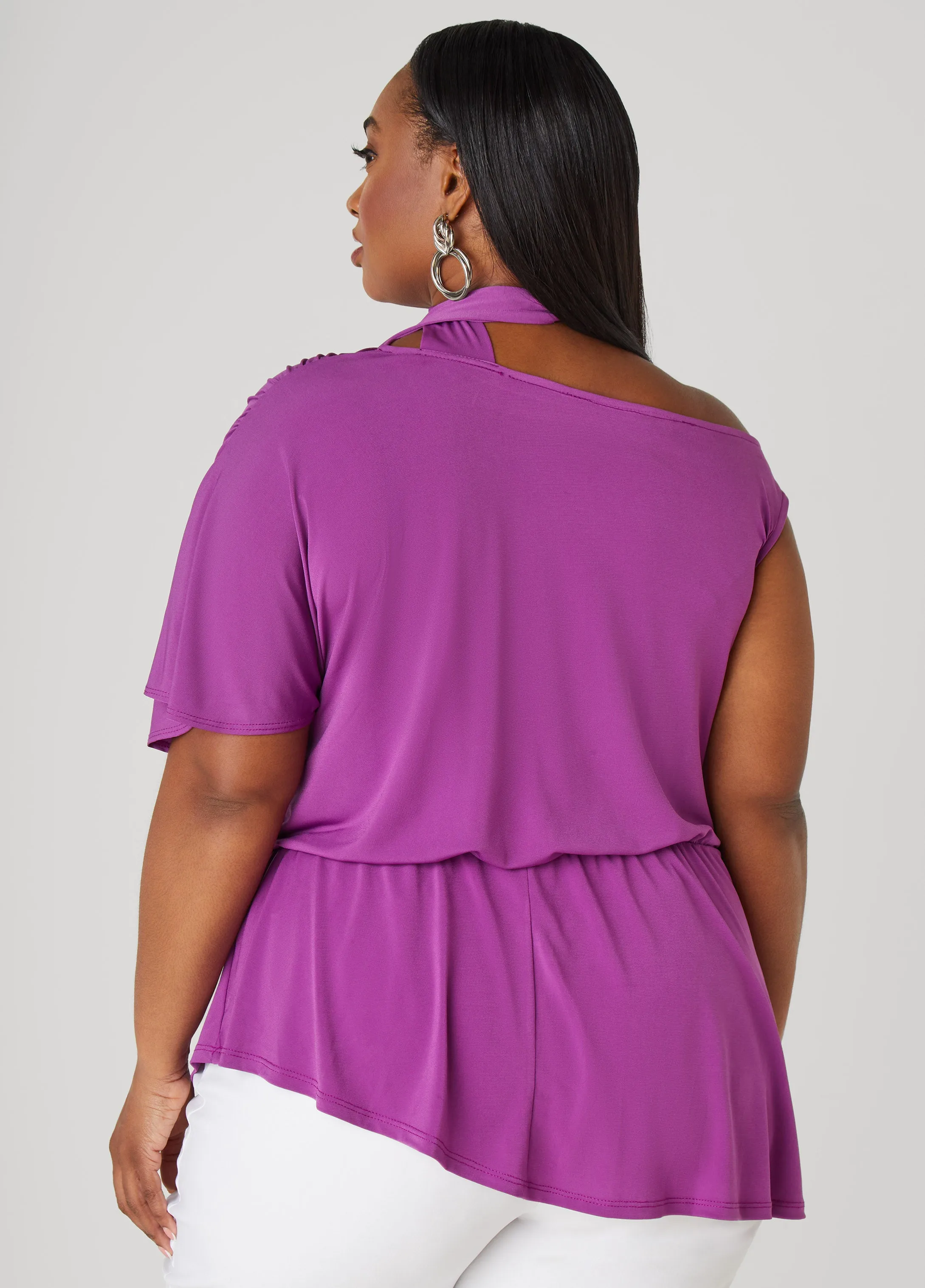 Tie Neck Peplum Top