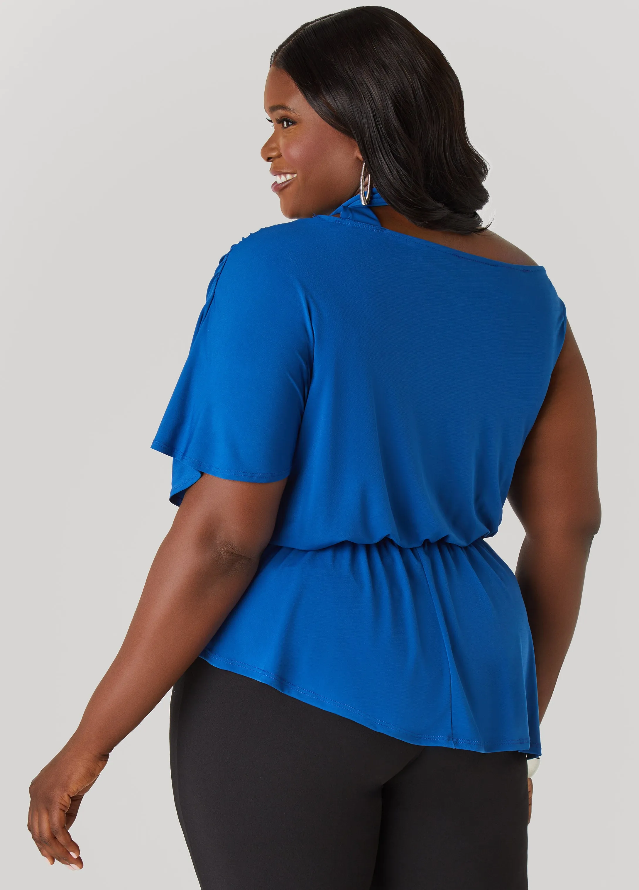 Tie Neck Peplum Top