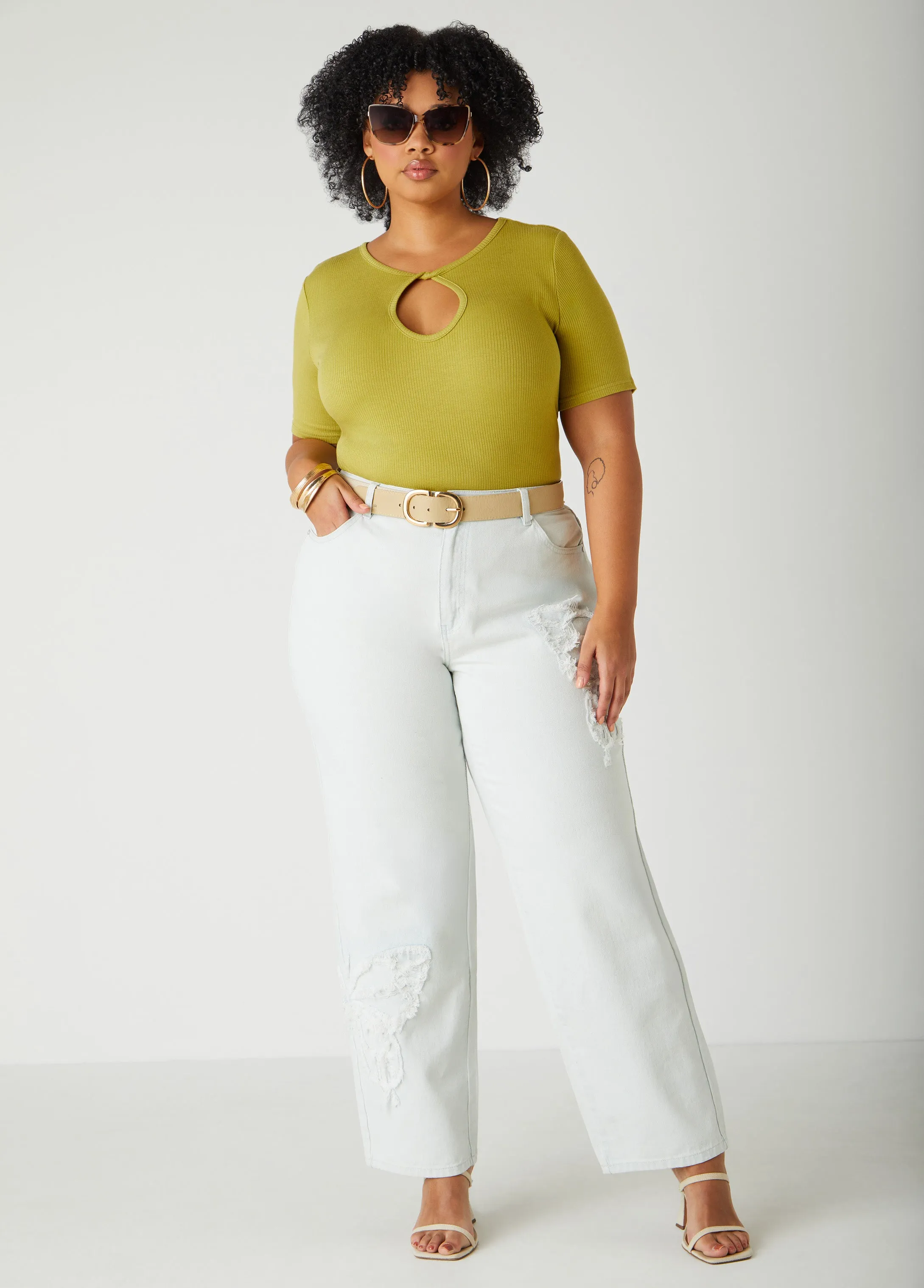 Twisted Keyhole Ribbed Top