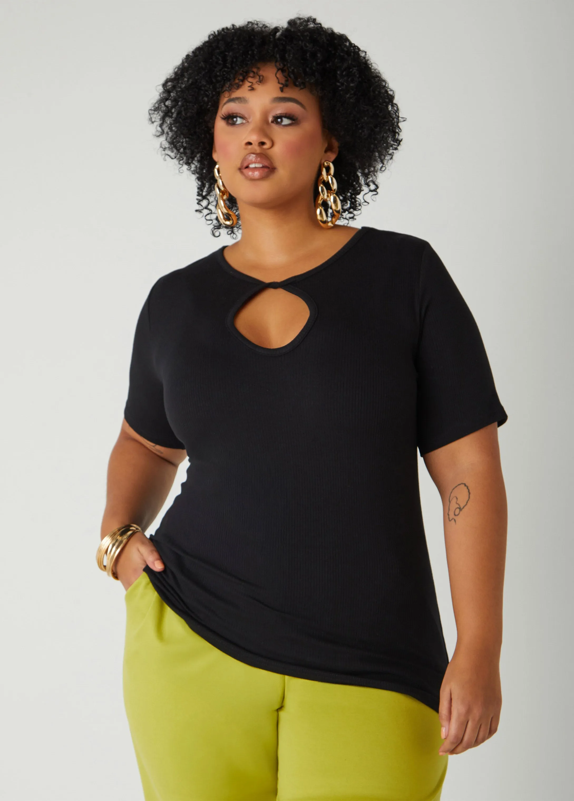 Twisted Keyhole Ribbed Top