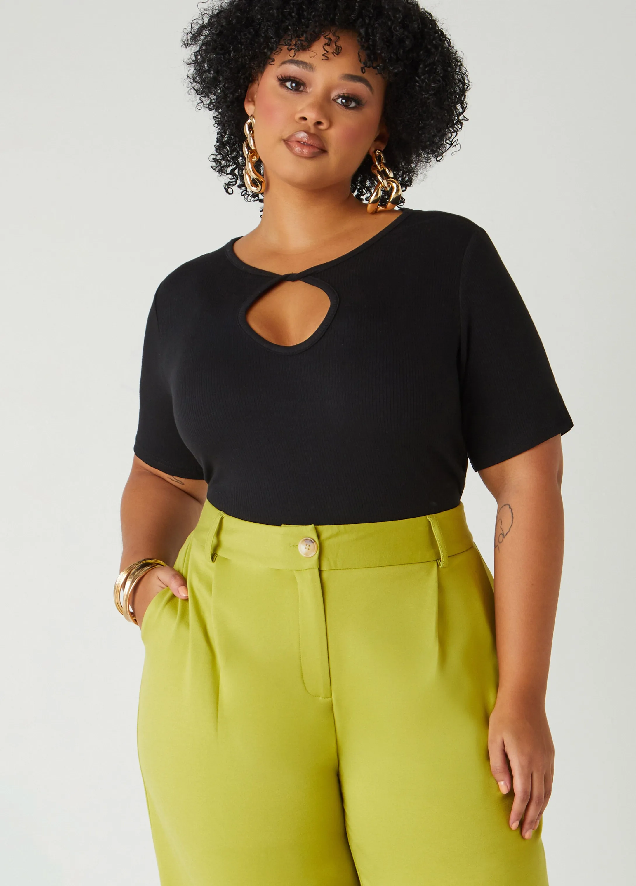 Twisted Keyhole Ribbed Top