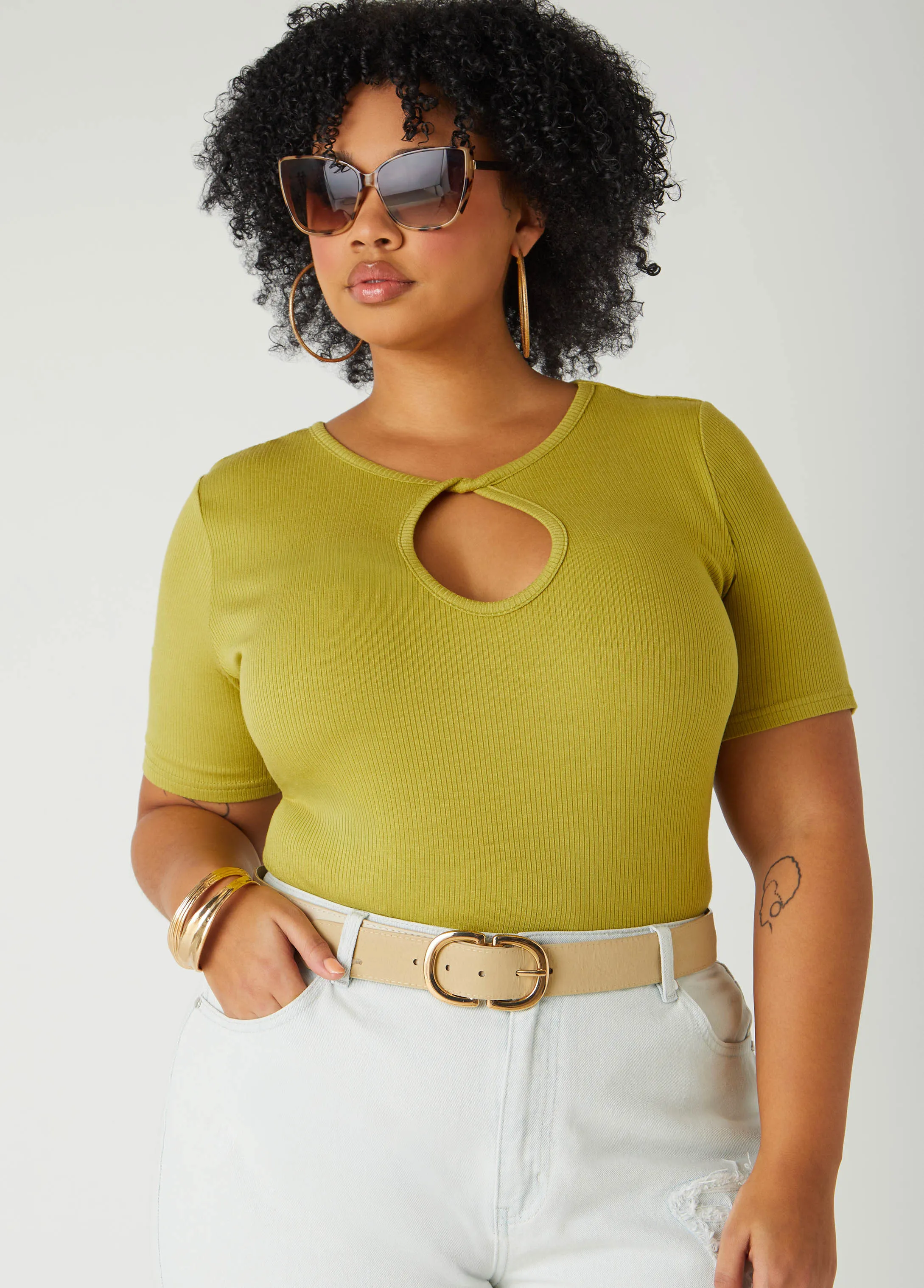 Twisted Keyhole Ribbed Top