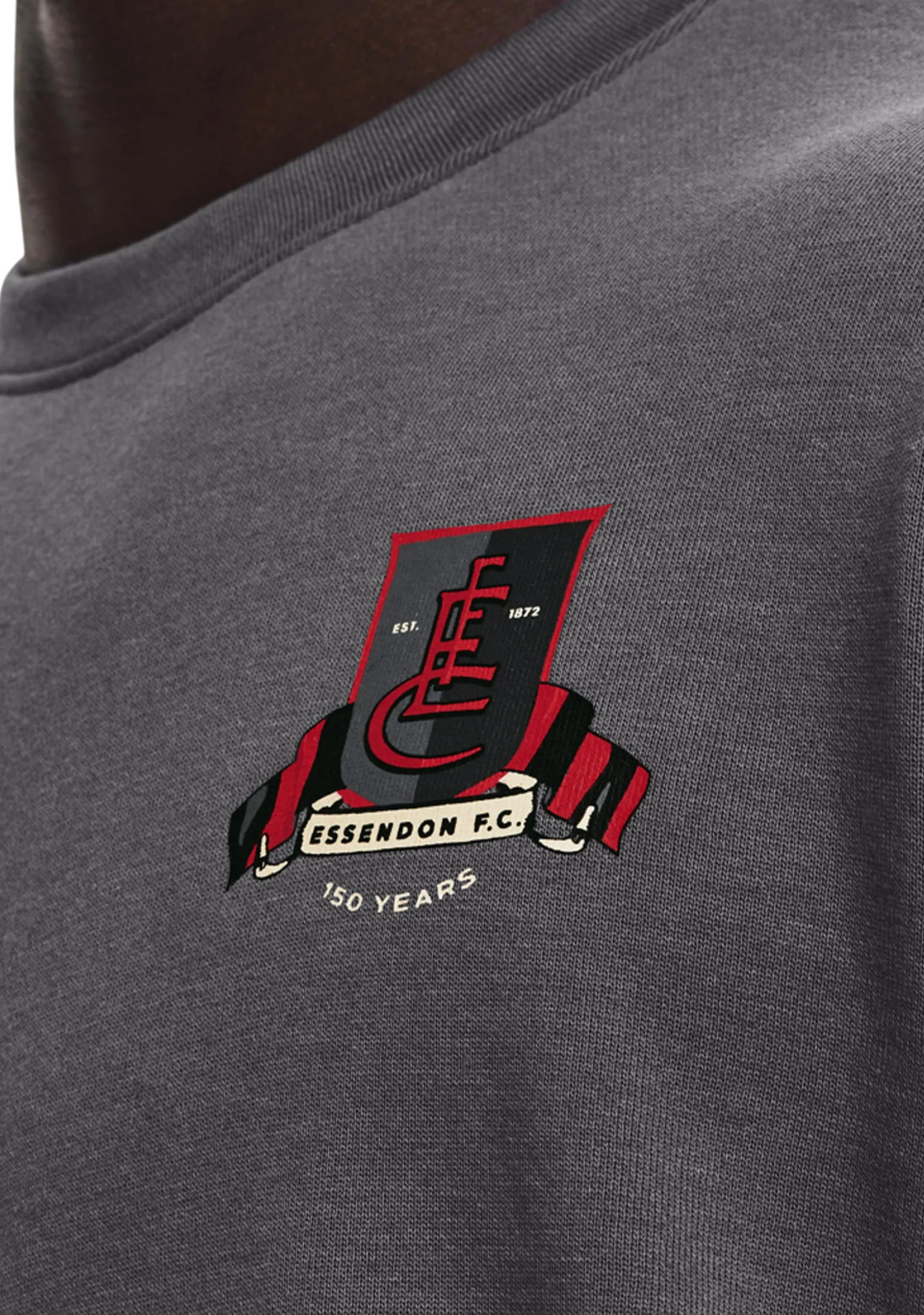 Under Armour Men??s Essendon FC Hustle Fleece Crew Grey 2022