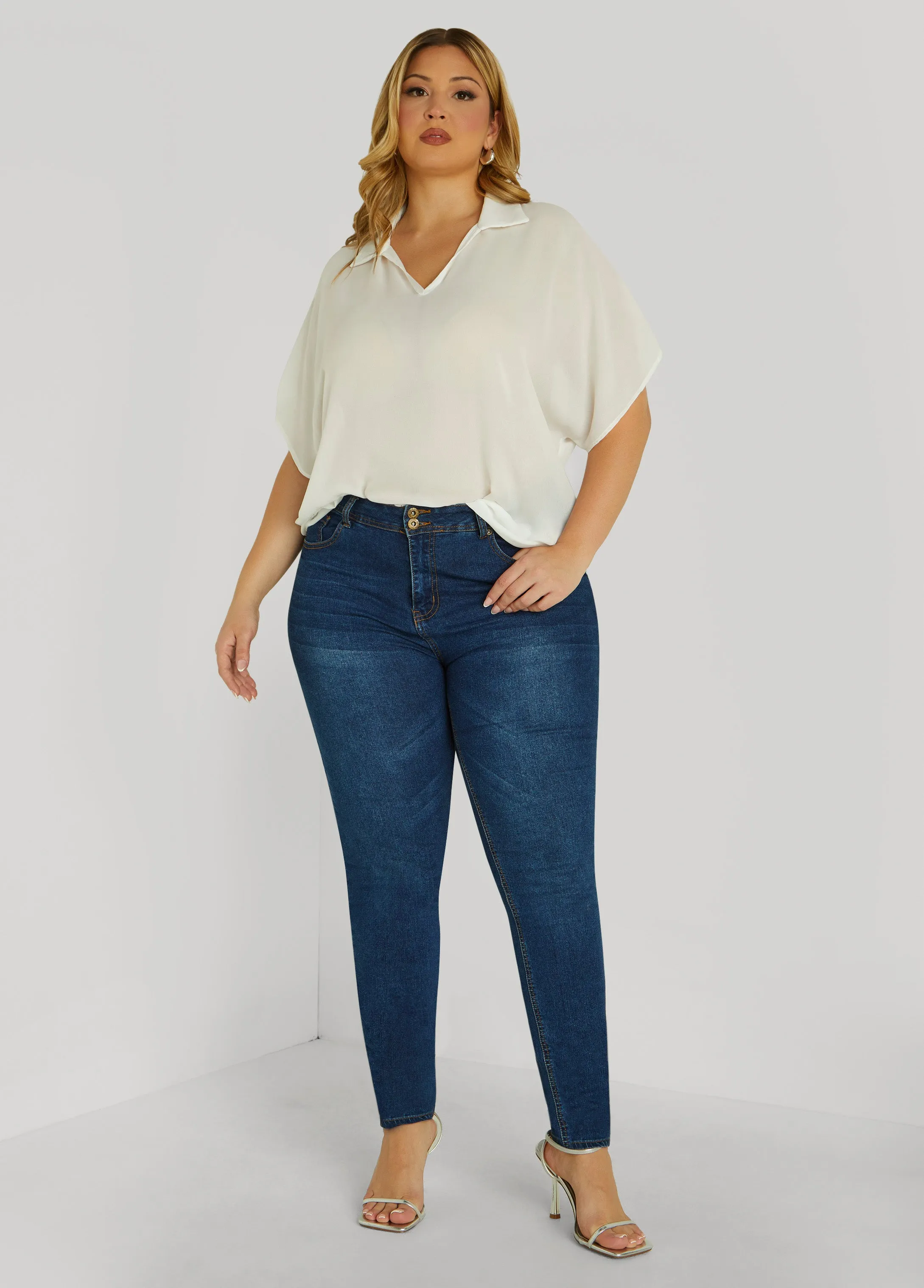V Neck Crepe Blouse