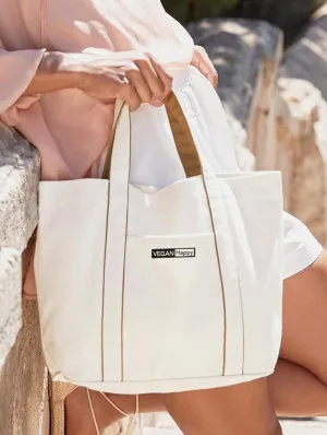 Vegan Cotton Canvas Courtside Medium Tote Bag | Multiple Colours