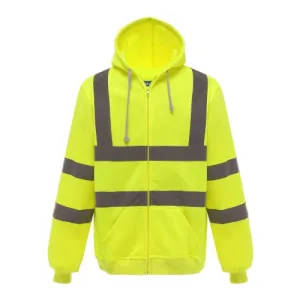 Yoko Mens Hi Visibility Full Zip Reflective Work Hoodie