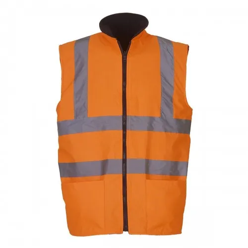 Yoko Mens Workwear Hi-Vis Reversible Fleece Vest / Jacket (Pack of 2)