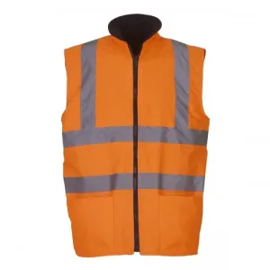 Yoko Mens Workwear Hi-Vis Reversible Fleece Vest / Jacket (Pack of 2)